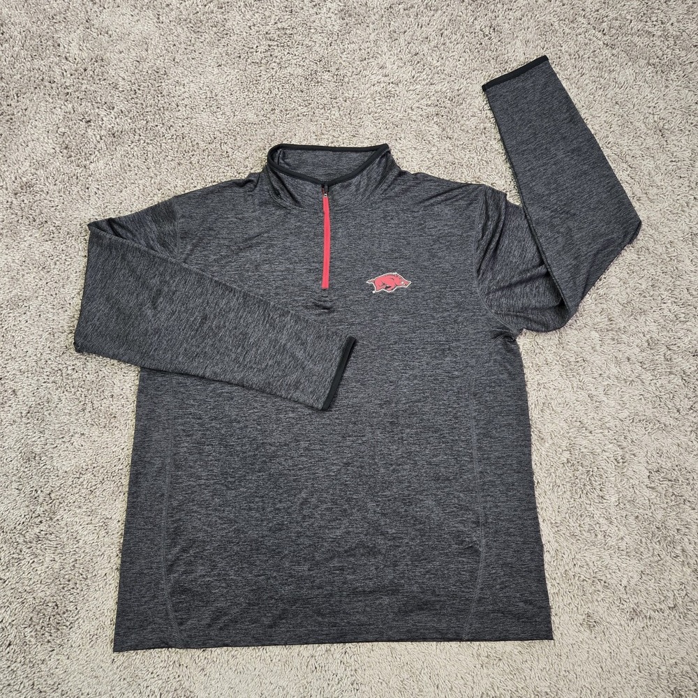 Colosseum Arkansas Razorbacks Mens Black Tiger Long Sleeve 1/4 Zip Pullover